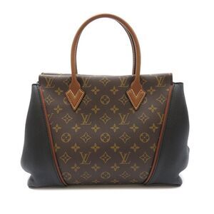 Louis Vuitton Tote W PM Monogram Black Brown Black Gold Metal Fittings